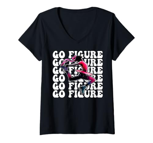 Damen Go Eiskunstlauf Eiskunstlauf Eiskunstlauf Mädchen Kokette T-Shirt mit V-Ausschnitt von Womens Pink Coquette Ribbon Ice Skater Gifts