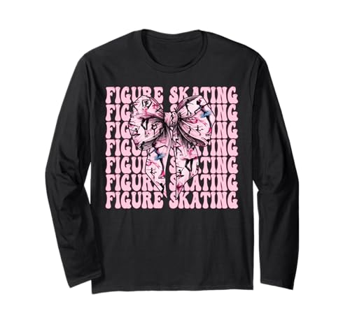Eiskunstlauf Eiskunstlauf Eiskunstlauf Mädchen Mama Kokette Langarmshirt Eiskunstlauf Eiskunstlauf Eiskunstlauf Mädchen Mama Kokette Langarmshirt von Womens Pink Coquette Ribbon Ice Skater Gifts