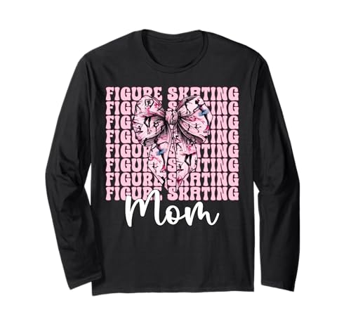 Eiskunstlauf Mama Eiskunstlauf Eiskunstlauf Muttertag Langarmshirt von Womens Pink Coquette Ribbon Ice Skater Gifts
