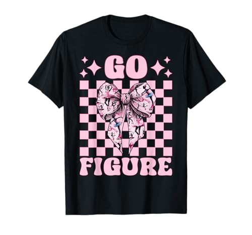 Go Eiskunstlauf Eiskunstlauf Eiskunstlauf Mädchen Kokette T-Shirt von Womens Pink Coquette Ribbon Ice Skater Gifts