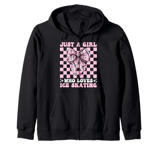 Just a Girl Who Loves Ice Skating Eiskunstlauf Eisläuferin Kapuzenjacke Just a Girl Who Loves Ice Skating Eiskunstlauf Eisläuferin Kapuzenjacke von Womens Pink Coquette Ribbon Ice Skater Gifts