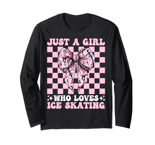 Just a Girl Who Loves Ice Skating Eiskunstlauf Eisläuferin Langarmshirt Just a Girl Who Loves Ice Skating Eiskunstlauf Eisläuferin Langarmshirt von Womens Pink Coquette Ribbon Ice Skater Gifts