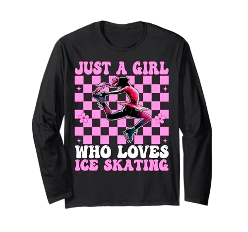 Just a Girl Who Loves Ice Skating Eiskunstlauf Eisläuferin Langarmshirt Just a Girl Who Loves Ice Skating Eiskunstlauf Eisläuferin Langarmshirt von Womens Pink Coquette Ribbon Ice Skater Gifts