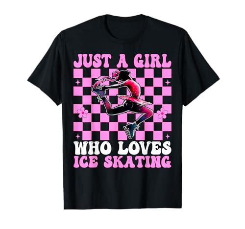 Just a Girl Who Loves Ice Skating Eiskunstlauf Eisläuferin T-Shirt von Womens Pink Coquette Ribbon Ice Skater Gifts