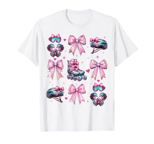 Coquette Bow Inlineskating Rollerblades Mädchen T-Shirt Coquette Bow Inlineskating Rollerblades Mädchen T-Shirt von Womens Pink Coquette Ribbon Inline Skater Gifts