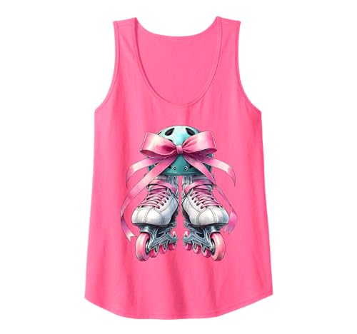 Coquette Bow Inlineskating Rollerblades Mädchen Tank Top von Womens Pink Coquette Ribbon Inline Skater Gifts