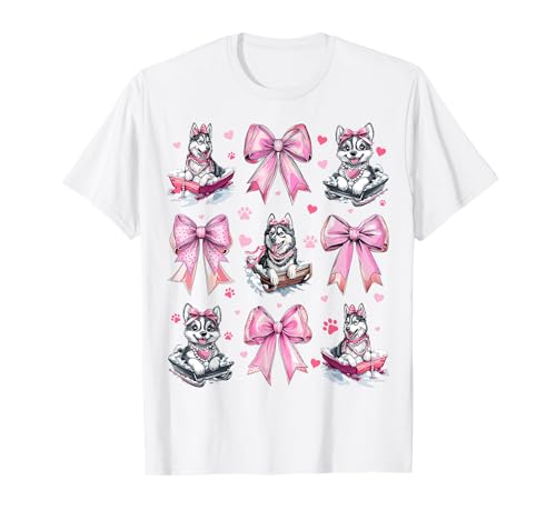 Kokette Schleife Hund Schlitten Mushing Girl Mama Muttertag T-Shirt von Womens Pink Coquette Ribbon Sled Dog Gifts