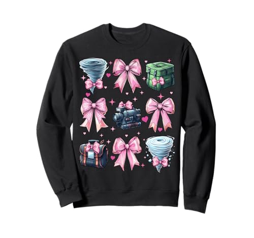 Coquette Bow Storm Chaser Storm Chasing Tornado Mädchen Mama Sweatshirt von Womens Pink Coquette Ribbon Storm Chaser Gifts