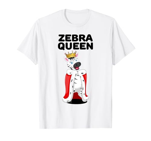 Zebra Queen | Mädchen Zebra T-Shirt | Damen Zebra T-Shirt Zebra Queen | Mädchen Zebra T-Shirt | Damen Zebra T-Shirt von Womens Zebra Shirts for Girls