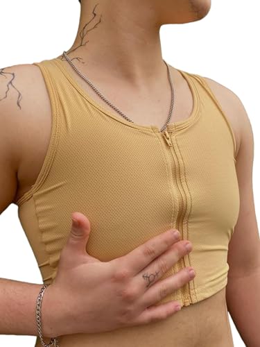 Wonababi Trans Binder, Sport Brust Binder mit Reißverschluss Bequemes flaches Tank Top, Kompressionshemden Cosplay FTM Brust Binder von Wonababi