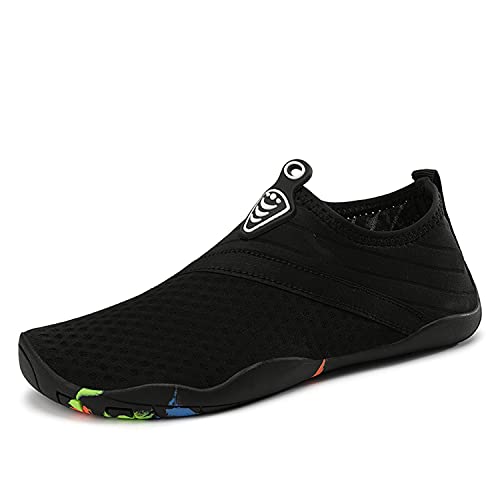 Wondamo Badeschuhe Wasserschuhe Strandschuhe Schnell Trocknend Schwimmschuhe Breathable rutschfest Fitnessschuhe Aquaschuhe Surfschuhe für Herren Damen (66 Schwarz, Numeric_38) von Wondamo