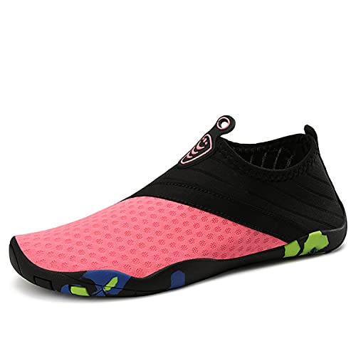 Wondamo Badeschuhe Wasserschuhe Strandschuhe Schnell Trocknend Schwimmschuhe Breathable rutschfest Fitnessschuhe Aquaschuhe Surfschuhe für Herren Damen (66Rosa, Numeric_36) von Wondamo