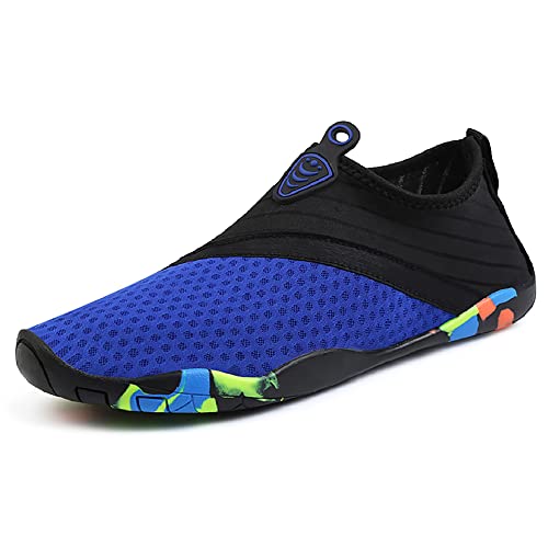 Wondamo Badeschuhe Wasserschuhe Strandschuhe Schnell Trocknend Schwimmschuhe Breathable rutschfest Fitnessschuhe Aquaschuhe Surfschuhe für Herren Damen (66SBlau, EU36) von Wondamo