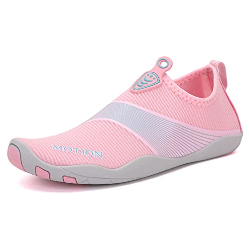 Wondamo Badeschuhe Wasserschuhe Strandschuhe Schnell Trocknend Schwimmschuhe Breathable rutschfest Fitnessschuhe Aquaschuhe Surfschuhe für Herren Damen (88Rosa, Numeric_38) von Wondamo