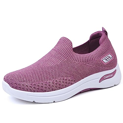 Wondamo Damen Sneaker Walkingschuhe Herren Leicht Laufschuhe Turnschuhe Sportschuhe Fitness Atmungsaktiv Freizeitschuhe Mesh Casual Sports Schuhe,Lila,41 von Wondamo