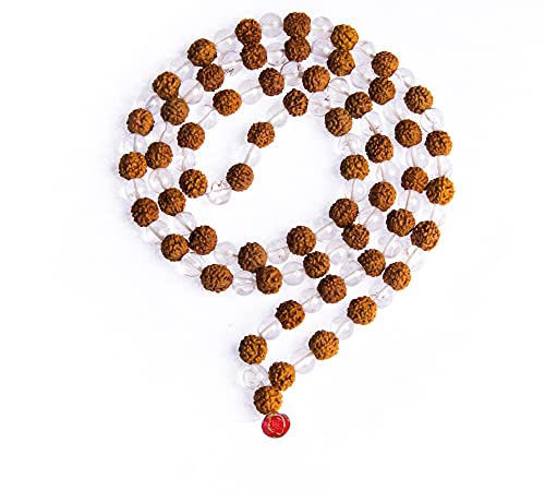 Wonder Care Authentic Rudraksh Mala-5 Gesicht 108 + 1 Perle - Echtes Himalaya Rudraksha Samen Religiöse Verzierung Rosenkranz Japa Mala Halskette - Importiert aus Nepal von Wonder Care