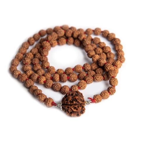Wonder Care Authentic Rudraksh Meditation Mala mit Mukhi-Perle - Echte Himalaya-Rudraksha-Samen Religiöse Ornament Rosenkranz Japa Shiv Mala Halskette - Importiert aus Nepal [4 Mukhi] von Wonder Care