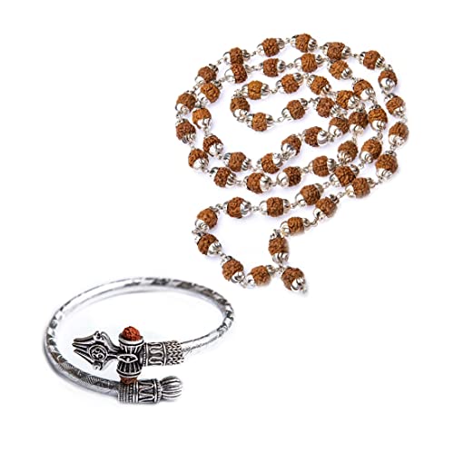 Wonder Care Authentic Rudraksha Mala | 5face Genuine Himalayan Rudraksha Seeds Religiöses Ornament Rosenkranz Halskette mit Armband für Meditation- Importiert aus Nepal von Wonder Care