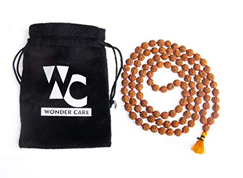 Wonder Care Authentic Rudraksh Mala-5 Face 108 + 1 Bead - Real Himalayan Rudraksha Seed Religious Ornament Rosenkranz Japa Mala Halskette - Importiert aus Nepal [10mm] von Wonder Care