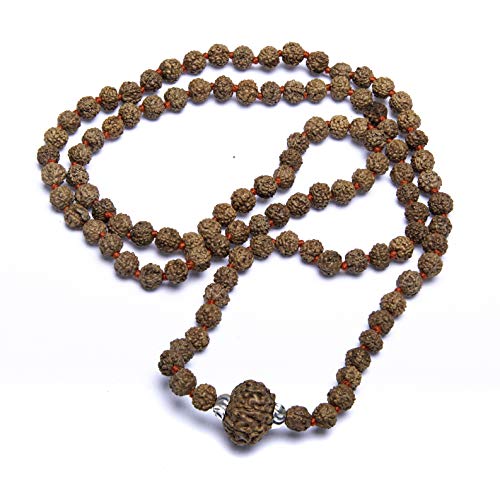 Wonder Care - Original Nepali 9 Mukhi Rudraksha Perlen Mala/Rudraksha Perle natürliche Rudra (108+1) Rosenkranz Perle Jap Mala für Meditation (9 Mukhi Jaap Mala Halskette) von Wonder Care
