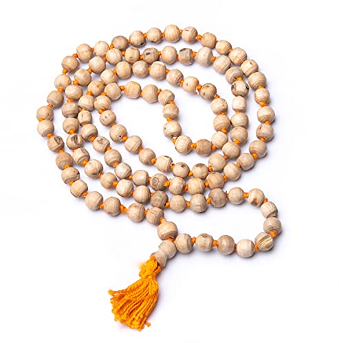 Wonder Care Tulsi Mala Halskette Heiliges Basilikum Holz Perlen Mala für Meditation Gebet Tulsi Japa Segen & Energie Hindu Tibetan Buddhist Subha Rosenkranz Mala Kette 108 Perlen von Wonder Care