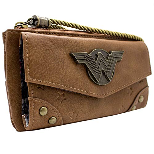 Wonder Woman DC Sterne & Streifen Kriegeranzug Emblem Portemonnaie Clutch Münzfach & Kartenhalter, Rot von Wonder Woman