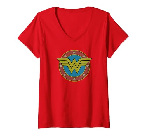 Wonder Woman Vintage Emblem T-Shirt mit V-Ausschnitt von Wonder Woman