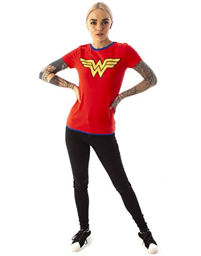 Wonder Woman DC Comics Metallic Gold Logo Frauen-Rot Superheld-T-Shirt von Wonder Woman