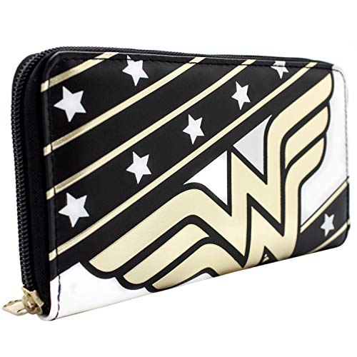 Wonder Woman Donna Troy Sterne & Streifen Anzug Portemonnaie Clutch Münzfach & Kartenhalter, Schwarz von Wonder Woman