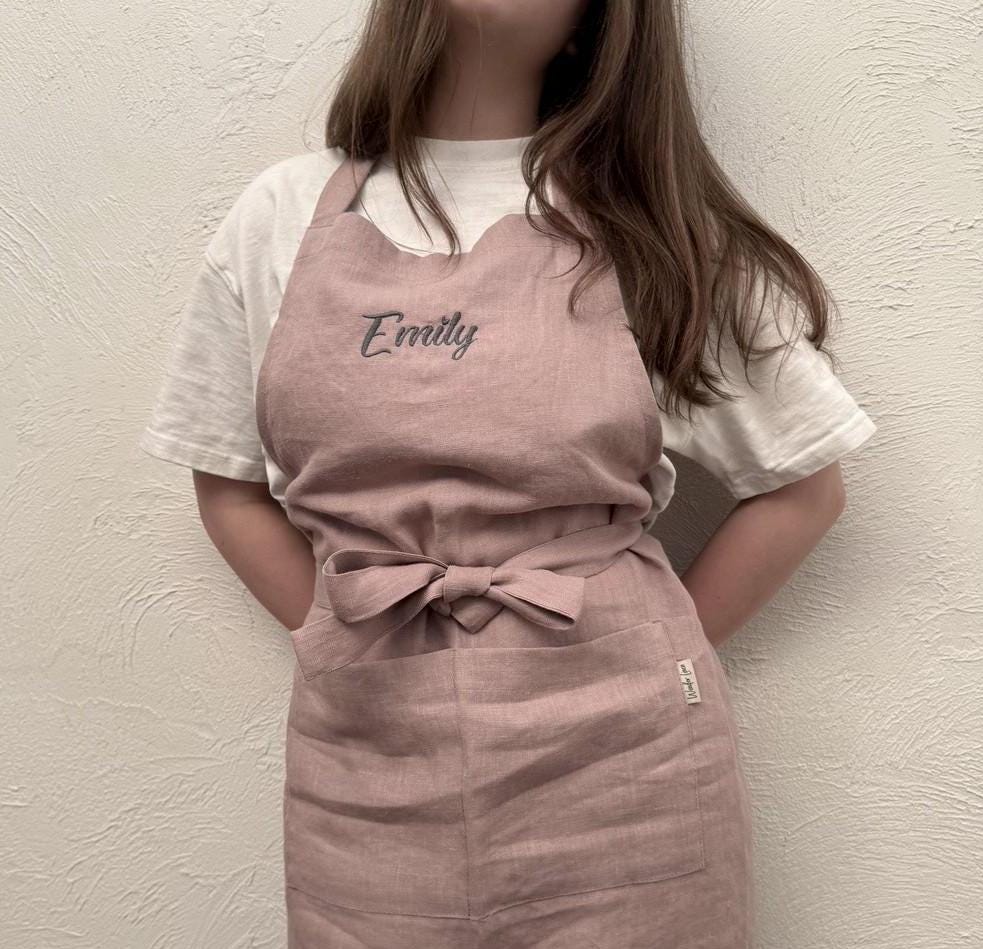 Personalisierte Leinenschürze. Schürze Mit Namen. Naturleinen Vollschürze Taschen. Küchenschürze Für Damen Und Herren Geburtstagsgeschenk von WonderLinen