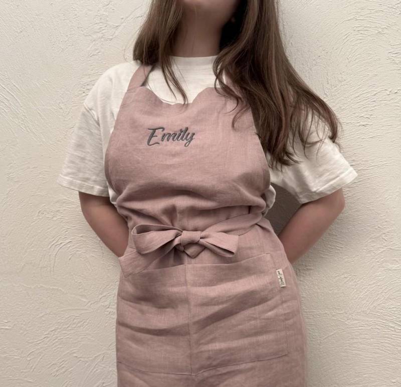 Personalisierte Leinenschürze. Schürze Mit Namen. Naturleinen Vollschürze Taschen. Küchenschürze Für Damen Und Herren Geburtstagsgeschenk von WonderLinen