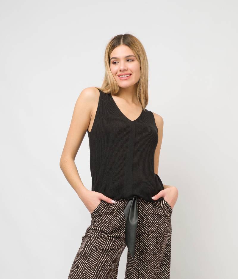 Rippenstrick Crop Tank Top Grün/Ärmelloses Lässiges Shirt Mit V-Ausschnitt Frauen in Schwarz von WonderNikShop