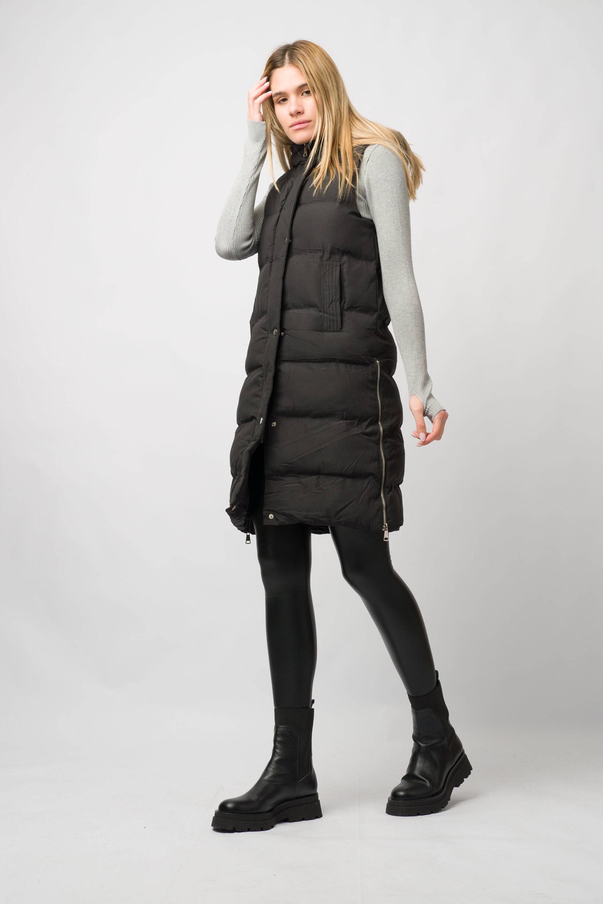 Damen Karierte Gilet/Jacke Longline/Mit Kapuze Gesteppter Wintermantel von WonderNikShop