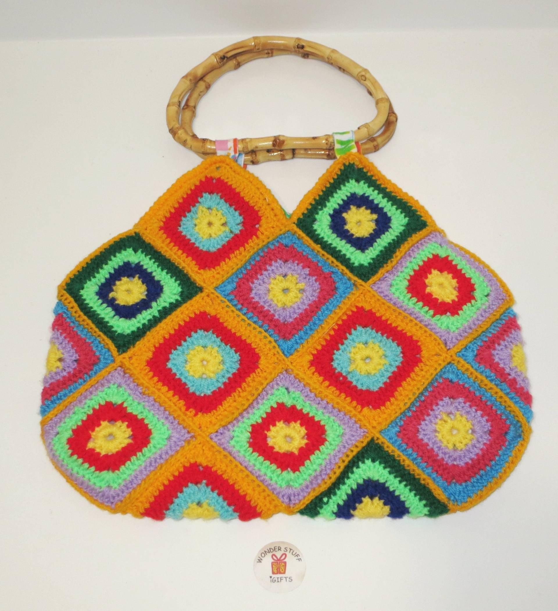 Oma Kleine Quadrate Multi Farben Handtasche Oma Kleine Quadrate Multi Farben Handtasche von WonderStuffiGifts