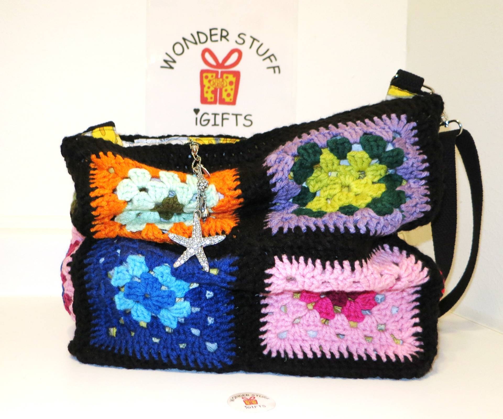 Oma Quadrate Multi Farben Große Handtasche1 Oma Quadrate Multi Farben Große Handtasche1 von WonderStuffiGifts