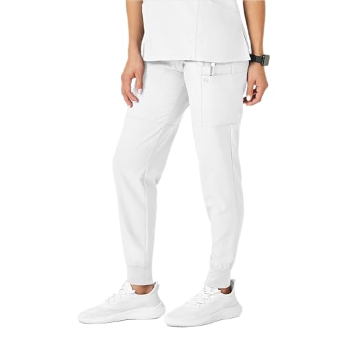 WonderWink Cargo-Jogginghose für Damen mit bequemer Taille, Weiss/opulenter Garten, Large Hoch von WonderWink