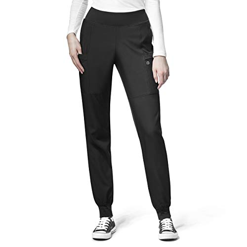 WonderWink Damen W23 Comfort Waist Cargo Jogger PNT Black Medical Scrubs Pants, Schwarz, L von WonderWink