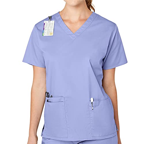 WonderWink Damen Women's V-Neck Top Medical Scrubs Shirt, Ceil Blue, XL von WonderWink