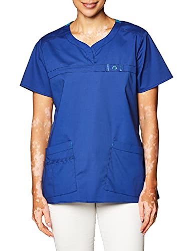 WonderWink Wonderflex Damen Scrub Top Patience - Blau - Groß von WonderWink