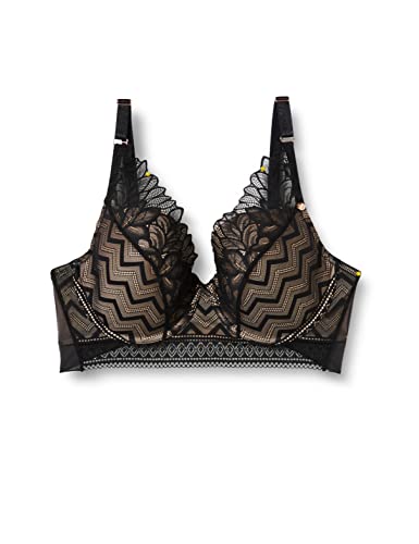 Wonderbra Damen Triangle Lace Longline BH tiefer Ausschnitt mit Push-Up Effekt , Triangle BHschwarz, 85C von Wonderbra