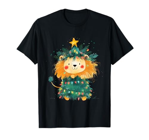 Wonderful Christmas Gifts For Boys & Girls Löwe Weihnachtsbaum Pyjama Mädchen Jungen Xmas Lights T-Shirt von Wonderful Christmas Gifts For Boys & Girls