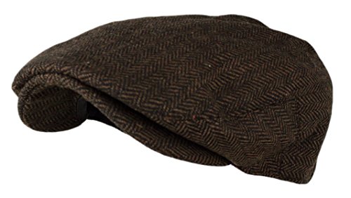 Wonderful Fashion Klassische Herringbone Tweed Wollmischung Newsboy Ivy Hut (Large/X-Large, Anthrazit), Dunkelbraun, L/XL von Wonderful Fashion