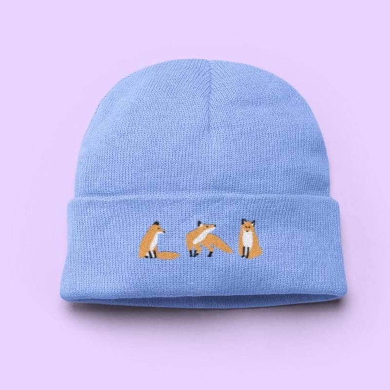 Fuchs Stickmütze Beanie Mütze, Vegan von WonderfulWorldx