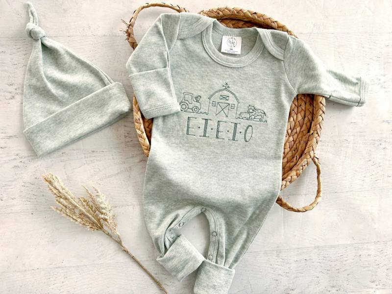 Eieio Baby Footie Mit Mütze Set/Neugeborene Bauernhof Outfit von WonderfullyMade13914