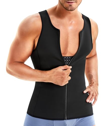 Wonderience Shapewear für Herren, figurformend, Kompressionsshirt, Tanktop mit Reißverschluss, Unterwäsche für Bauchkontrolle, Schwarz, X-Large Wonderience Shapewear für Herren, figurformend, Kompressionsshirt, Tanktop mit Reißverschluss, Unterwäsche für Bauchkontrolle, Schwarz, X-Large von Wonderience