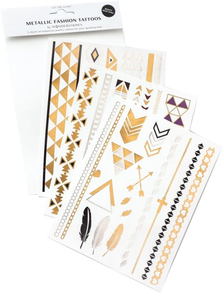 Wonderstripes Metallic Fashion-Tattoos - Colour-Set, 3 Bögen Wonderstripes Metallic Fashion-Tattoos - Colour-Set, 3 Bögen von Wonderstripes