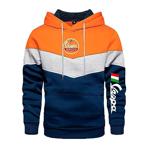 Hoodie V.e.s.p.a, Long Sleeve Hoody Sweatshirt mit Kängurutasche, Unisex Vintage Kapuzenpulli für Frühling-Orange||L von Wondi