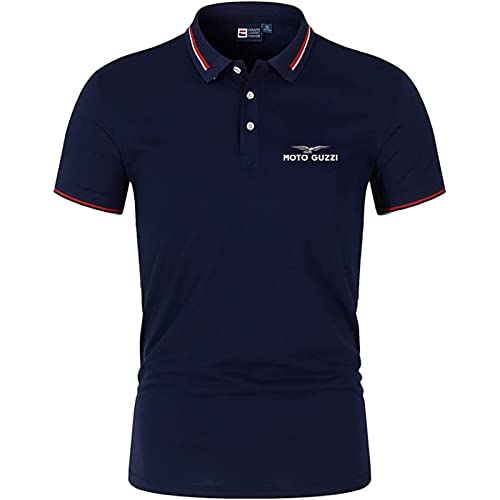 Po.lo Shirts Männer Moto Gu.zzi, Herren Kurzarm Poloshirt Sportshirt, Atmungsaktives Sportshirt Trainingsshirt für Outdoor Golf-Blue 3||L von Wondi