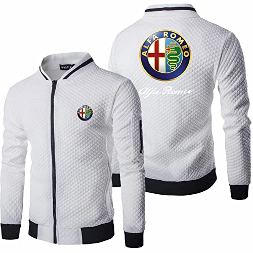 Unisex Sportjacke, Alfa Ro-meo Baseball Jacke Herren, Herbst Winter Übergangsjacke Unisex Baseballjacke-White||XL von Wondi