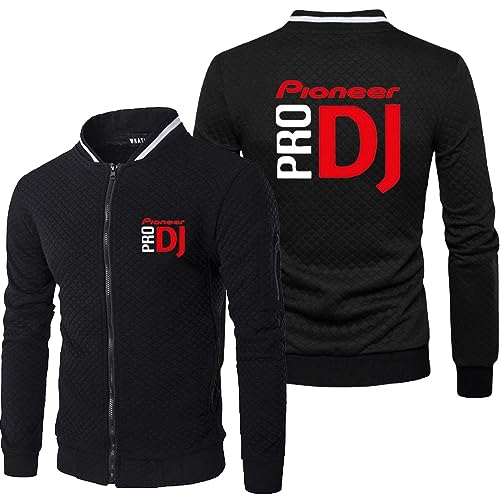 Wondi Baseball Jacke PRO DJ, Hochgeschlossene Bomberjacke Übergangsjacke, Frühling Herbst Bikerjacke für Workout-Black||L von Wondi